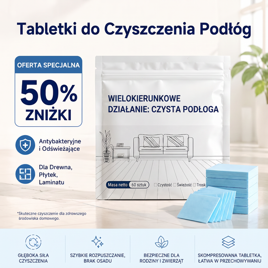 PKNEW®🫧 Tabletki do mycia podłóg🍇 – Uniwersalny środek czyszczący do powierzchni drewnianych, laminatowych, płytek oraz ścian w kamperach, o działaniu antybakteryjnym i odświeżającym.