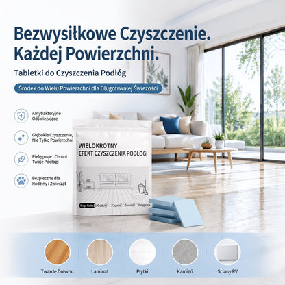 PKNEW®🫧 Tabletki do mycia podłóg🍇 – Uniwersalny środek czyszczący do powierzchni drewnianych, laminatowych, płytek oraz ścian w kamperach, o działaniu antybakteryjnym i odświeżającym.