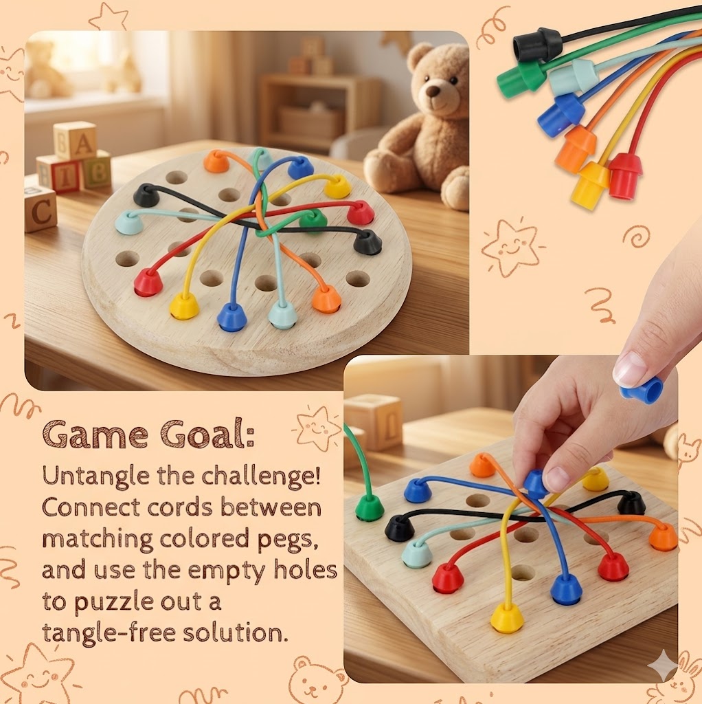 Wooden Interactive Board Game Set – Montessori-Style Memory Chess & Puzzle Toy, Perfect Educational Gift for Kids & Family